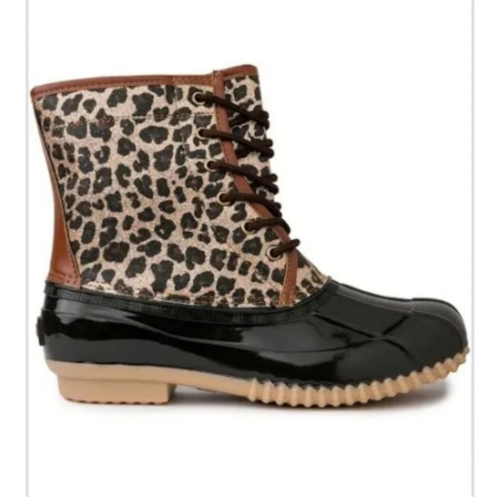 SUGAR Leopard Print and Black women's size 10 duck boots